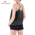 Party Black Sequin Tank Tops